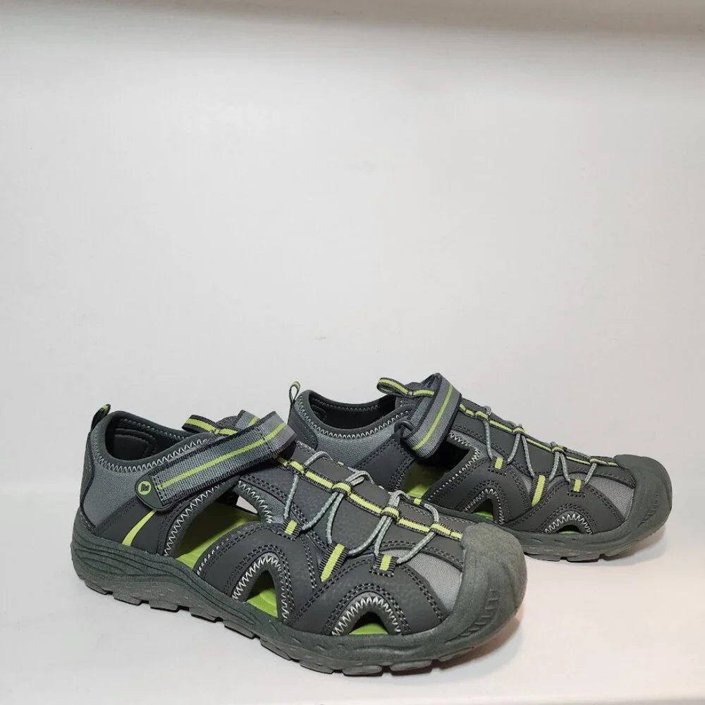 Merrell Unisex Child Hydro 2 Sandals Water Shoes Velcro Size 6 Green Gray
